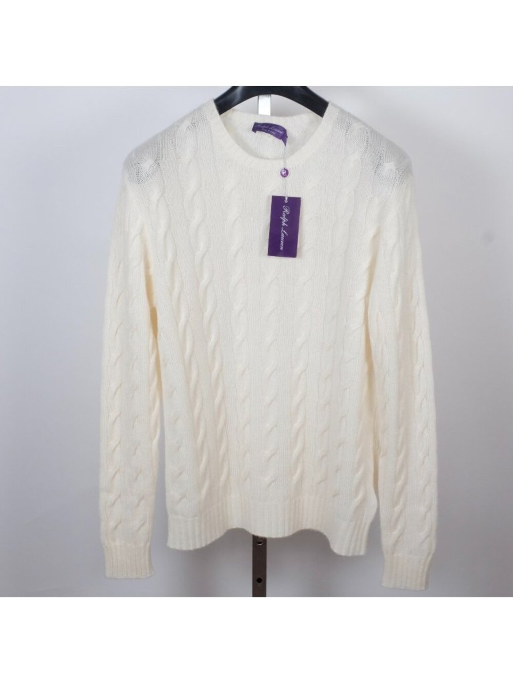 Ralph Lauren Purple Label sweater sz L 100% cashmere cream $1295